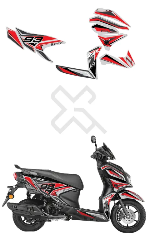 Crimson Edition Full Body Sticker Compatible with Ray ZR 125 | Made in Premium Gloss Vinyl with FPF (Fade Protection Film), Waterproof, Precut Sticker, Pack of 1 Compatible with Both Side